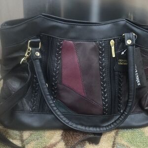 SOLD--Genuine Leather Patchwork Shoulder Bag
